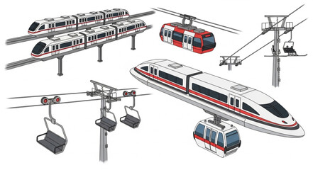 Collection of modern public transportation systems and vehicles. © cici caesar