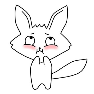 Cute shy fennec fox character blushing with embarrassed expression