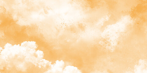 Naklejka premium golden amber watercolor clouds background with soft textures warm digital painting, oft gradients, and a subtle paper texture that creates a dreamy, atmospheric sky.