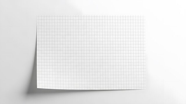 Blank Graph Paper Sheet, Notepad Page with Grid Lines, White Background, Copy Space