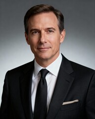 Professional portrait of executive in charcoal suit
