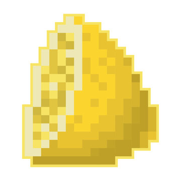 Yellow lemon isolated on a white background. Vector illustration. Pixel art.