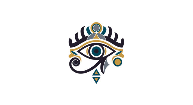 Geometric mystical eye of horus logo vector.