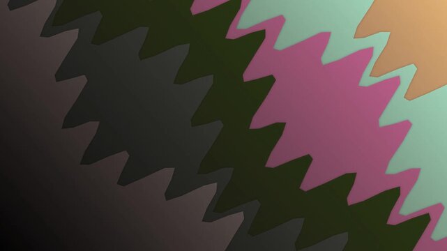 Abstract zigzag rainbow gradient pattern with bold chevrons and colorful, rhythmic color blocks.