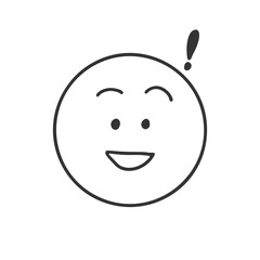 Smiling and surprised face icon　驚きと笑顔のシンプルな手書き表情アイコン