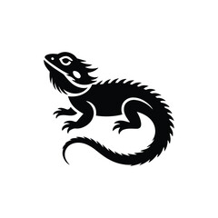 Fototapeta premium Black Silhouette of a Spiky Lizard Reptile