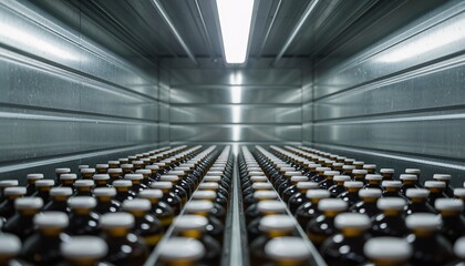 Obraz premium Rows of Glass Tincture Bottles on a Metal Shelf