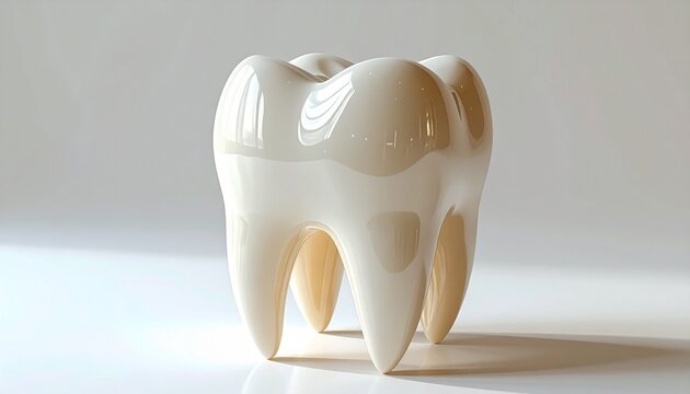 Tooth model. Dental anatomy. White ceramic tooth. Molar teeth structure. Dental health. Medical illustration. Tooth shape. Ceramic molar. White background.