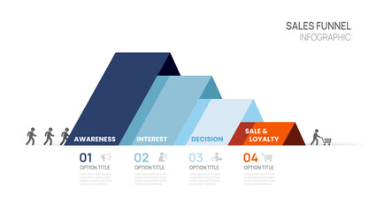 Sales funnel Infographic diagram template for business. Modern Timeline 4 steps, presentation vector infographics.