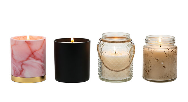 Collection of Four Scented Candles in Diverse Jars