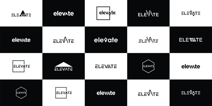 Elevate growth arrow illustration logo set collection with clean minimal style vector logo, representing progress, success, and upward movement concept.