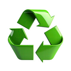 Obraz premium Shiny green recycle symbol with three arrow forming a triangle on a black background