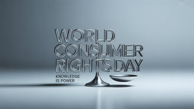 World Consumer Rights Day 3D Text with Knowledge is Power Message