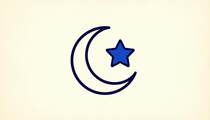 A stylized crescent moon with a star, symbolizing hope and inspiration in a minimalist design.