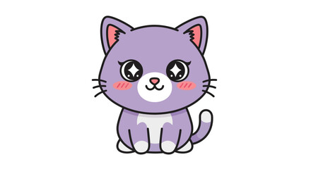 Obraz premium Cute Purple Kitten Cartoon Character
