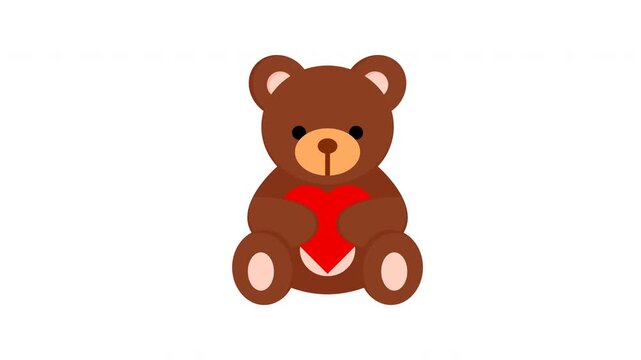 teddy bear icon animation. Cute teddy bear holding a heart, symbolizing love and affection.
