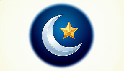 Ethereal crescent moon with shining golden star, evoking feelings of hope and inspiration. Ideal for business, finance, and technology projects, conveying excellence and achievement in a modern and pr