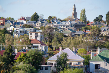 Homes and cottages viewed from Sandy Bay towards Battery Point, Tasmania