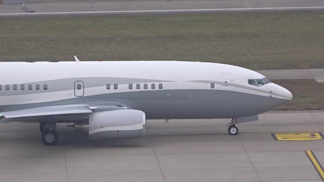 large corporate jet taxiing airport engine contours wave patterned paint tarmac textures add realism zurich reveals switzerland business pattern livery aviation 