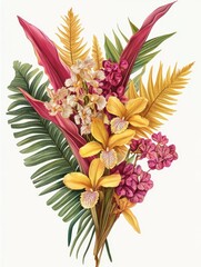  Tropical Bouquet Blooming Bromeliads