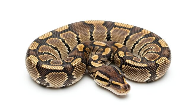Ball Python on White Background A Captivating Reptilian Portrait.