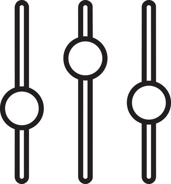 Configuration vector line icon of three vertical sliders representing audio levels or system adjustments