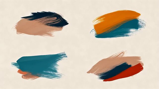 Abstract geometric shapes with bold brushstrokes on beige background