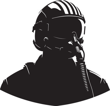 Fighter pilot helmet vector silhouette illustration line art isolated transparent background