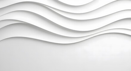 Obraz premium Wavy layered paper cutout design with smooth curved lines on gray background