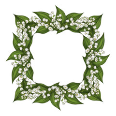 Fototapeta premium A beautifully designed square frame adorned with lush green leaves. isolated on transparent background