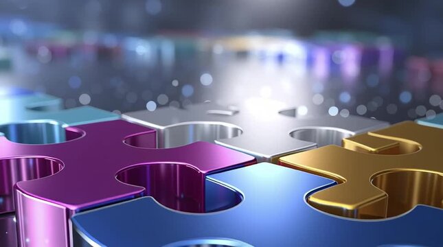 Puzzle Pieces: Interlocking puzzle pieces represent collaboration, connection, and problem-solving, with vibrant colors creating a visually appealing image of teamwork and unity.