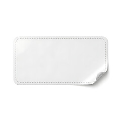 High-quality blank white rectangular label with a realistic peeled corner and subtle shadow effect for versatile use