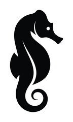 Obraz premium Elegant Seahorse Silhouette: A minimalist, high-contrast illustration of a seahorse, showcasing its graceful form and unique silhouette. This image captures the essence of marine life in a clean.