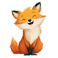 Obraz premium Cute fox cartoon face isolated on transparent background 