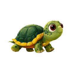Obraz premium Cute turtle cartoon slow walk isolated on transparent background 