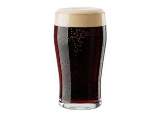 Pint of stout isolated on white background with foam