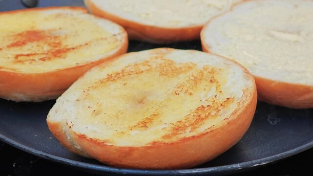 Grilled bagle and butter for breakfast.