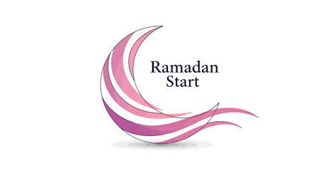 Fototapeta premium Celebrating Ramadan with elegant crescent moon symbol and flowing lines in a vector illustration