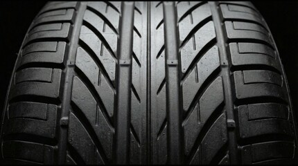 Close-up of car tire with detailed tread pattern