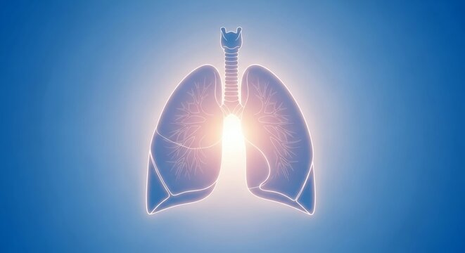 3D human lungs glowing with light symbolizing health and tuberculosis awareness on blue gradient background perfect for World Tuberculosis Day