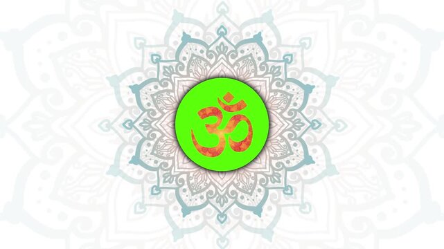 Golden Aum Om Ohm symbol in decorative round mandala ornament video Isolated on Animation Video