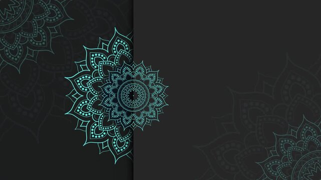 Luxury geometric gold gradient dark green mandala background. Design for any card, birthday, other holiday, kaleidoscope, yoga, india, folk, arabic. Indian pattern wallpaper video Isolated on Animatio