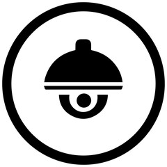 Obraz premium Black dome surveillance camera icon in a circle for security and monitoring concepts