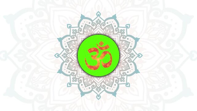 Golden Aum Om Ohm symbol in decorative round mandala ornament video Isolated on Animation Video