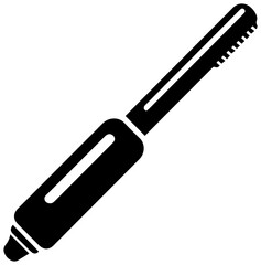 Fototapeta premium Black handheld metal detector wand icon on white background for security and scanning concepts