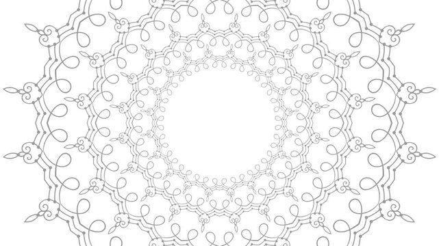 vector black and white circular round mandala with loving cute hearst art nouveau ornaments - adult coloring book page  video Isolated on Animation Video