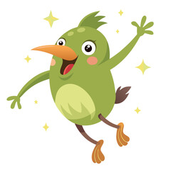 Fototapeta premium Cartoon kiwi character jumping with joy