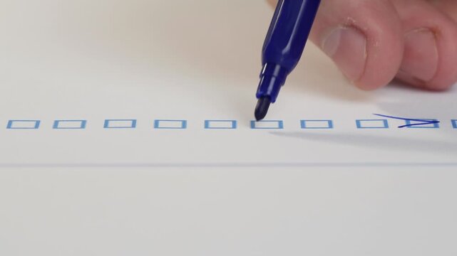 Businessman Marking on Checklist Box. Checking Off a to Do List. One Person Checking All the Boxes of a Checklist.
