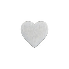 A minimalist and elegant silver-toned heart shape icon on a white background