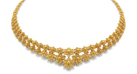 Obraz premium Exquisite gold necklace with numerous floral motifs and diamonds